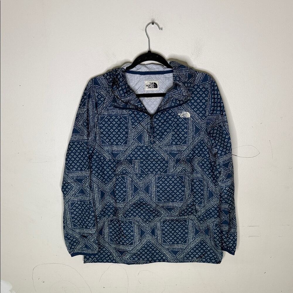 The North Face Pullover Geometric Blue White Bandana Windbreaker Size Small